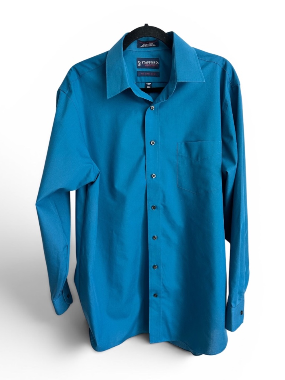 Stafford Men’s Dress Shirt 16.5 Blue Button Down Long Sleeve Classic Fit Busines